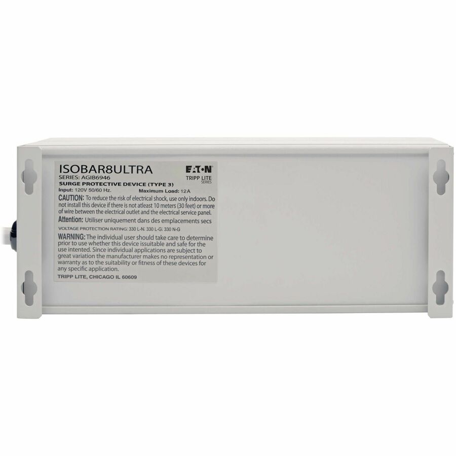 Light Gray - NEMA 5-15P - 8 x NEMA 5-15R - 1440 VA - 3840 J - 120 V AC Input - 120 V AC Output - 61 kA - 12 ft