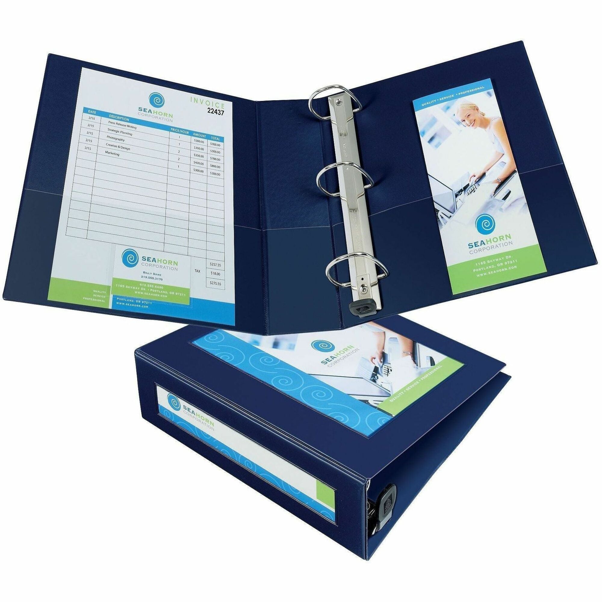 Avery Heavy-Duty Framed View 3-Ring Binder, 3" EZD Rings, Navy Blue