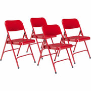 NPS® 200 Series Premium All-Steel Double Hinge Folding Chair, Pack of 4, Surface Color: Red, Frame Color: Red