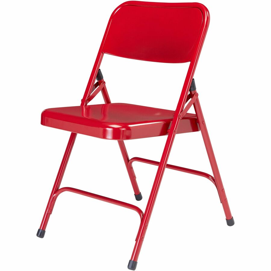 NPS® 200 Series Premium All-Steel Double Hinge Folding Chair, Pack of 4, Surface Color: Red, Frame Color: Red