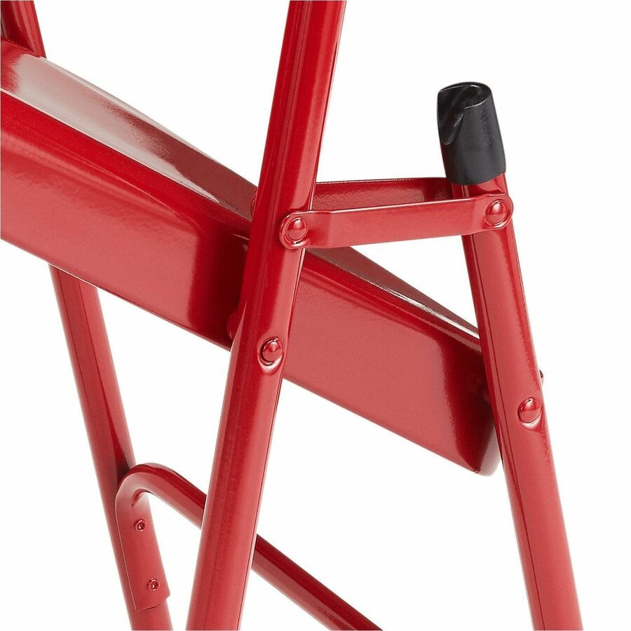 NPS® 200 Series Premium All-Steel Double Hinge Folding Chair, Pack of 4, Surface Color: Red, Frame Color: Red