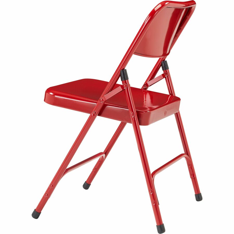 NPS® 200 Series Premium All-Steel Double Hinge Folding Chair, Pack of 4, Surface Color: Red, Frame Color: Red