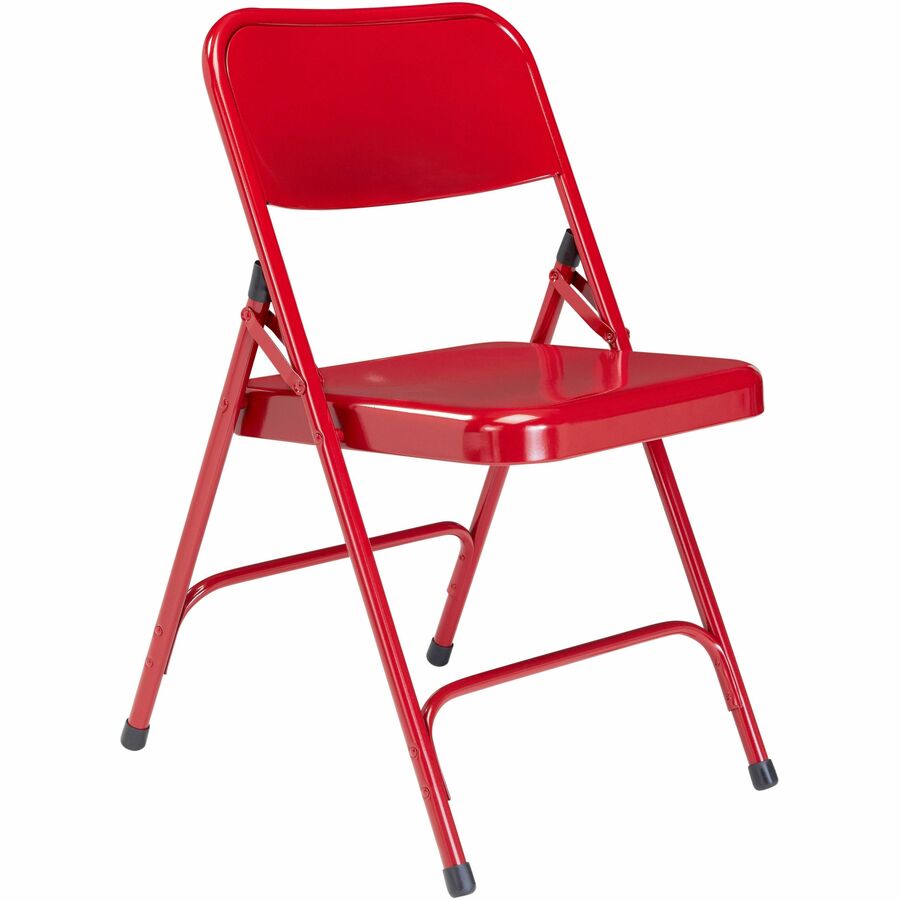NPS® 200 Series Premium All-Steel Double Hinge Folding Chair, Pack of 4, Surface Color: Red, Frame Color: Red