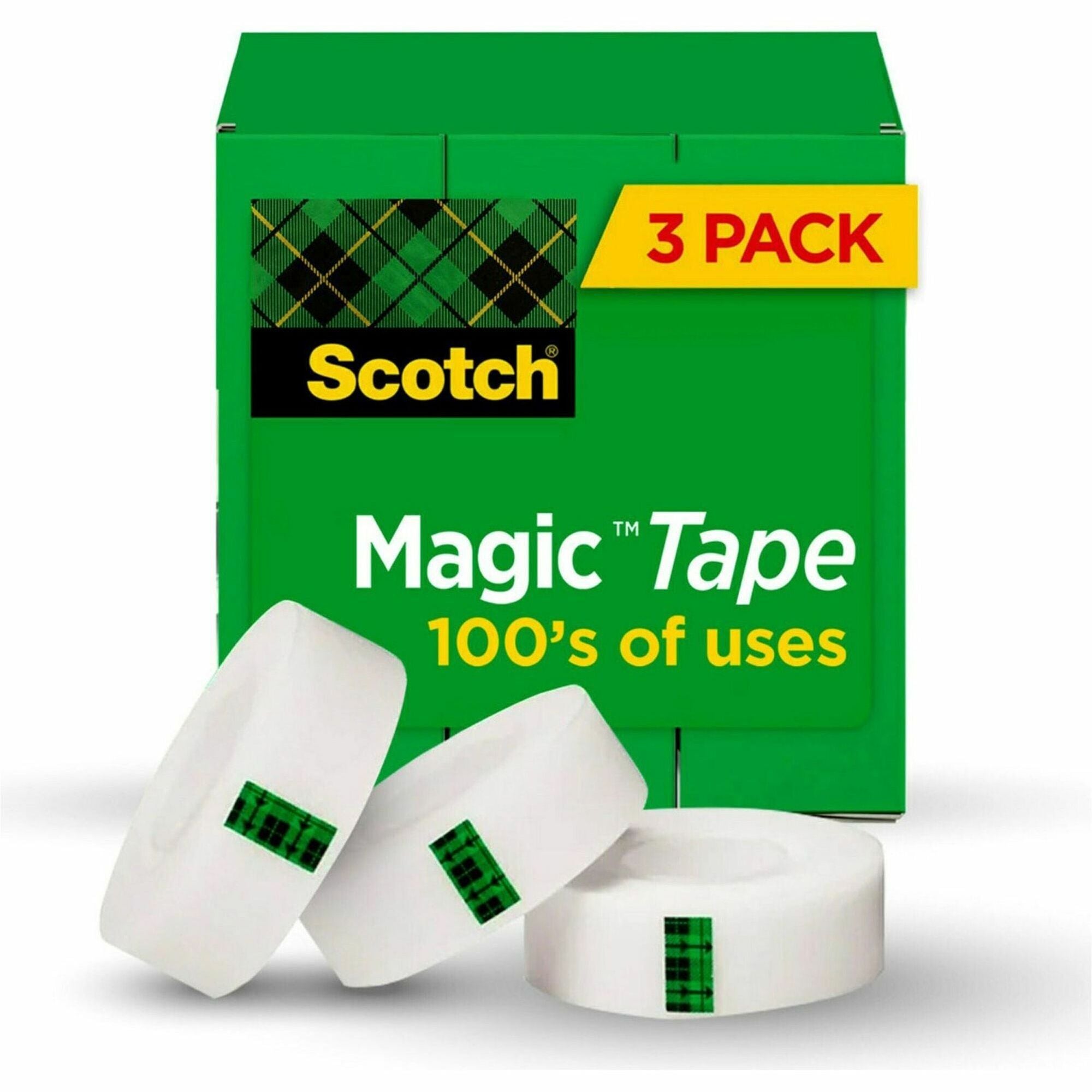 Scotch 3/4"W Magic Tape - 27.78 yd Length x 0.75" Width - 1" Core - Matte - Clear - For Mending, Office, Home, School - 1 Pack