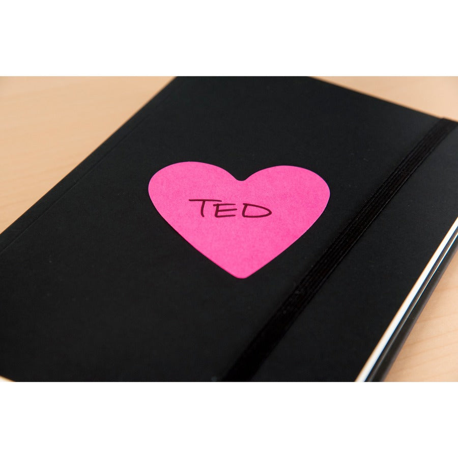 Post-it&reg; Die-Cut Notes - 3" Flag/Note Width x 3" Flag/Note Length - Star, Heart - 75 Sheets per Pad - Unruled - Purple, Pink - Self-adhesive, Self-stick - 1 Pack