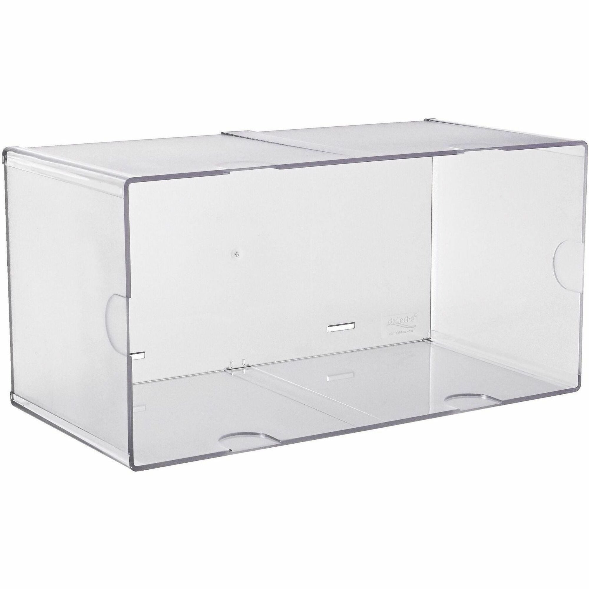 Deflecto Stackable Cube Organizer - 1 Compartment(s) - 6" Height x 12" Width x 6" Depth - Stackable, Sturdy, Removable Divider, Removable Drawer - Clear - Plastic - 1 Each