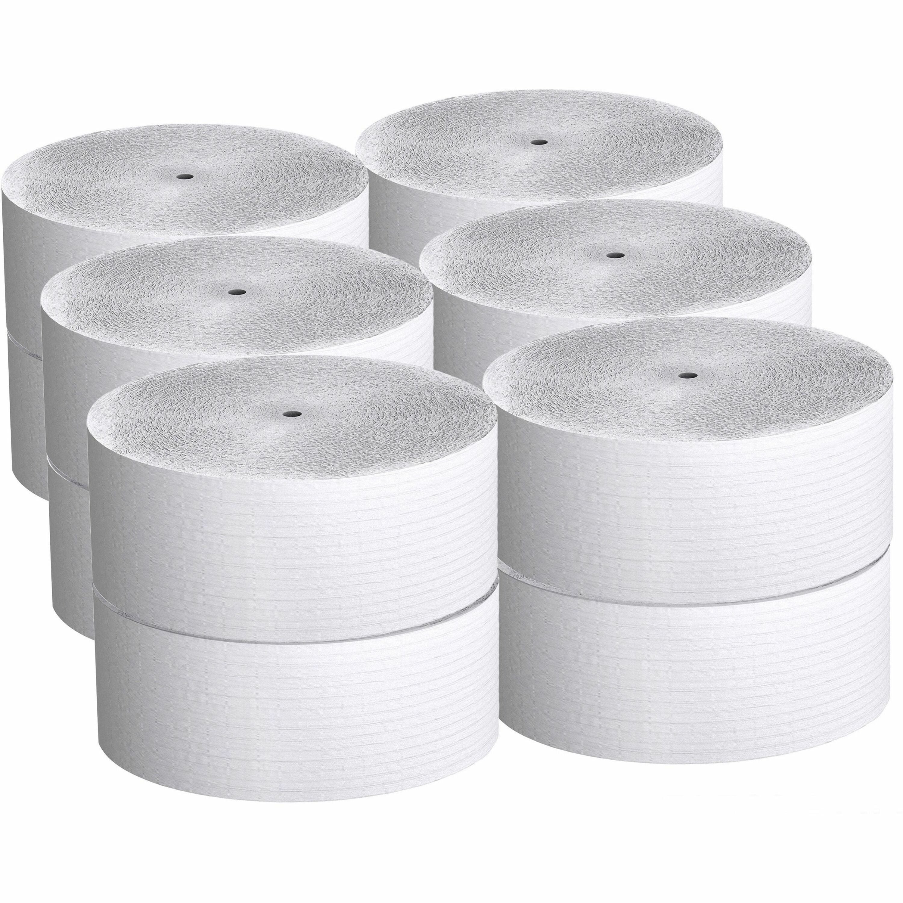 1 Ply - 3.78" Width x 2300 ft Length - 9" Roll Diameter - White - Fiber - 12 / Carton