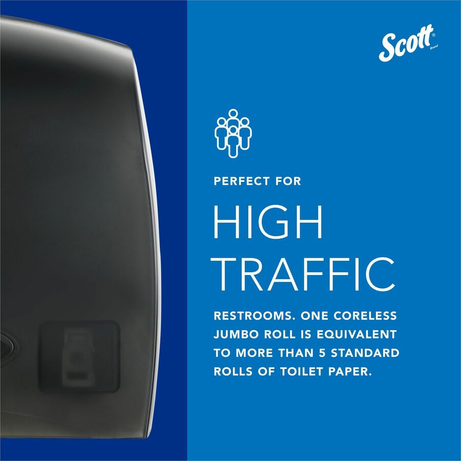 Scott Essential Coreless Jumbo Roll Toilet Paper Dispenser - Coreless Dispenser - 1 x Roll - 9.8" Height x 14.3" Width x 6" Depth - Plastic - Black - Durable - 1 Each