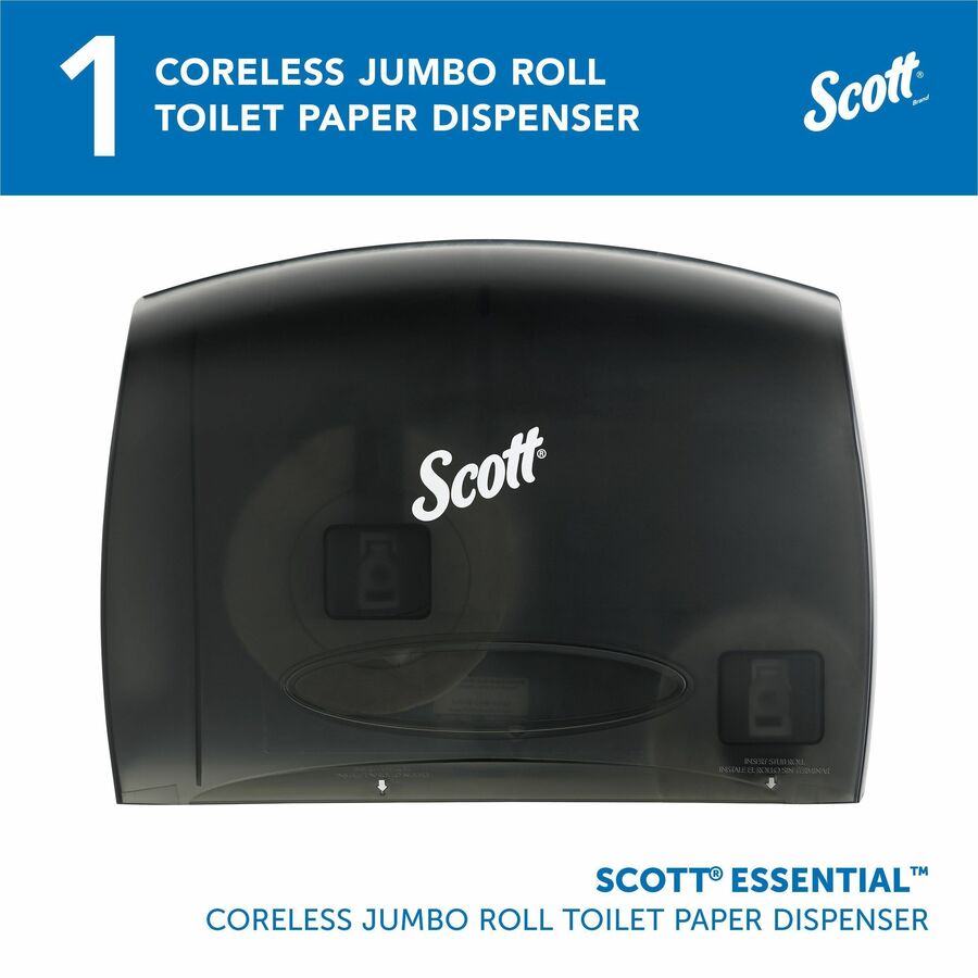 Scott Essential Coreless Jumbo Roll Toilet Paper Dispenser - Coreless Dispenser - 1 x Roll - 9.8" Height x 14.3" Width x 6" Depth - Plastic - Black - Durable - 1 Each