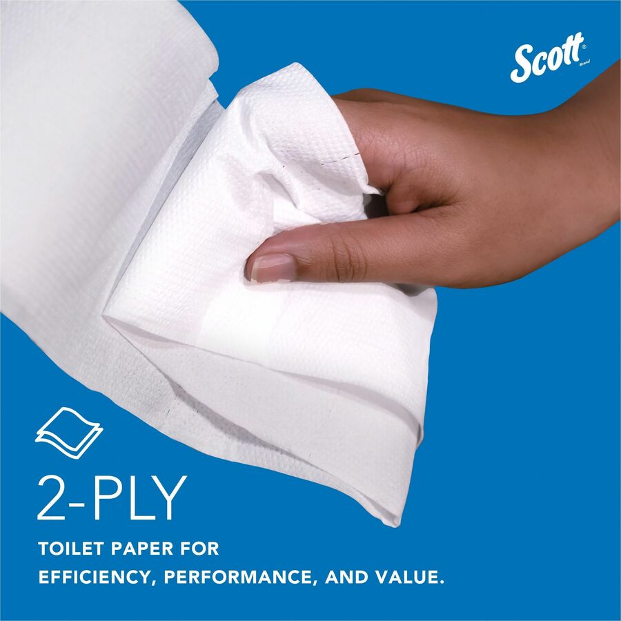 Scott High-Capacity Jumbo Roll Toilet Paper - 2 Ply - 3.50" Width x 1000 ft Length - 9" Roll Diameter - White - Fiber - 1 Carton