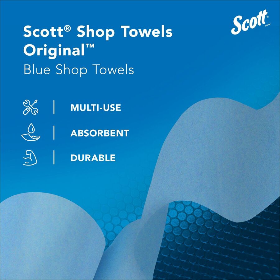 Scott Original Shop Towels - 1 Ply - 55 Sheets/Roll - Blue - 1 Carton