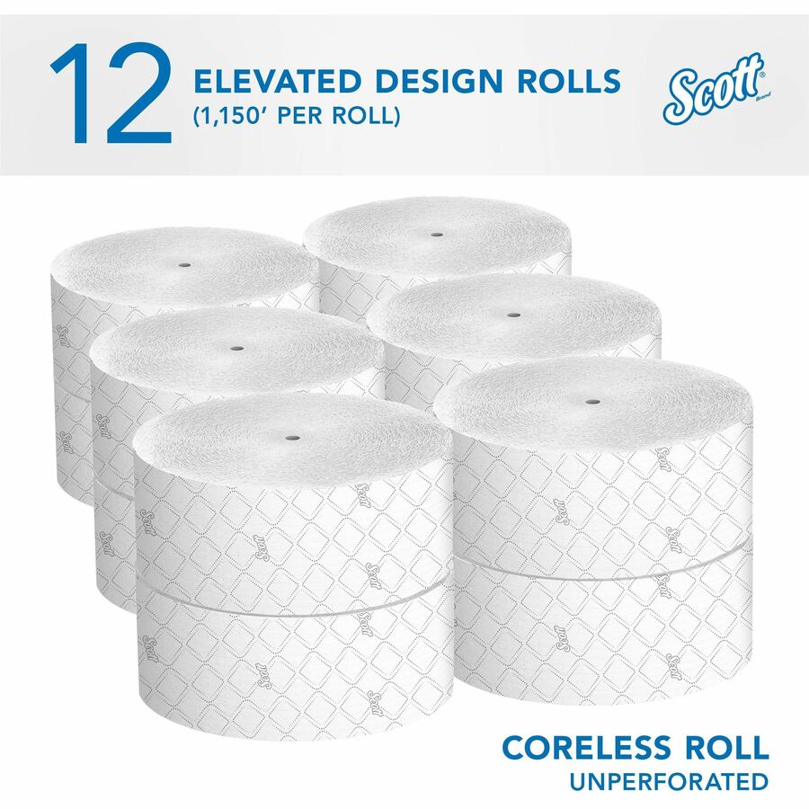 2 Ply - 3.78" Width x 1150 ft Length - White - Fiber - 12 / Carton