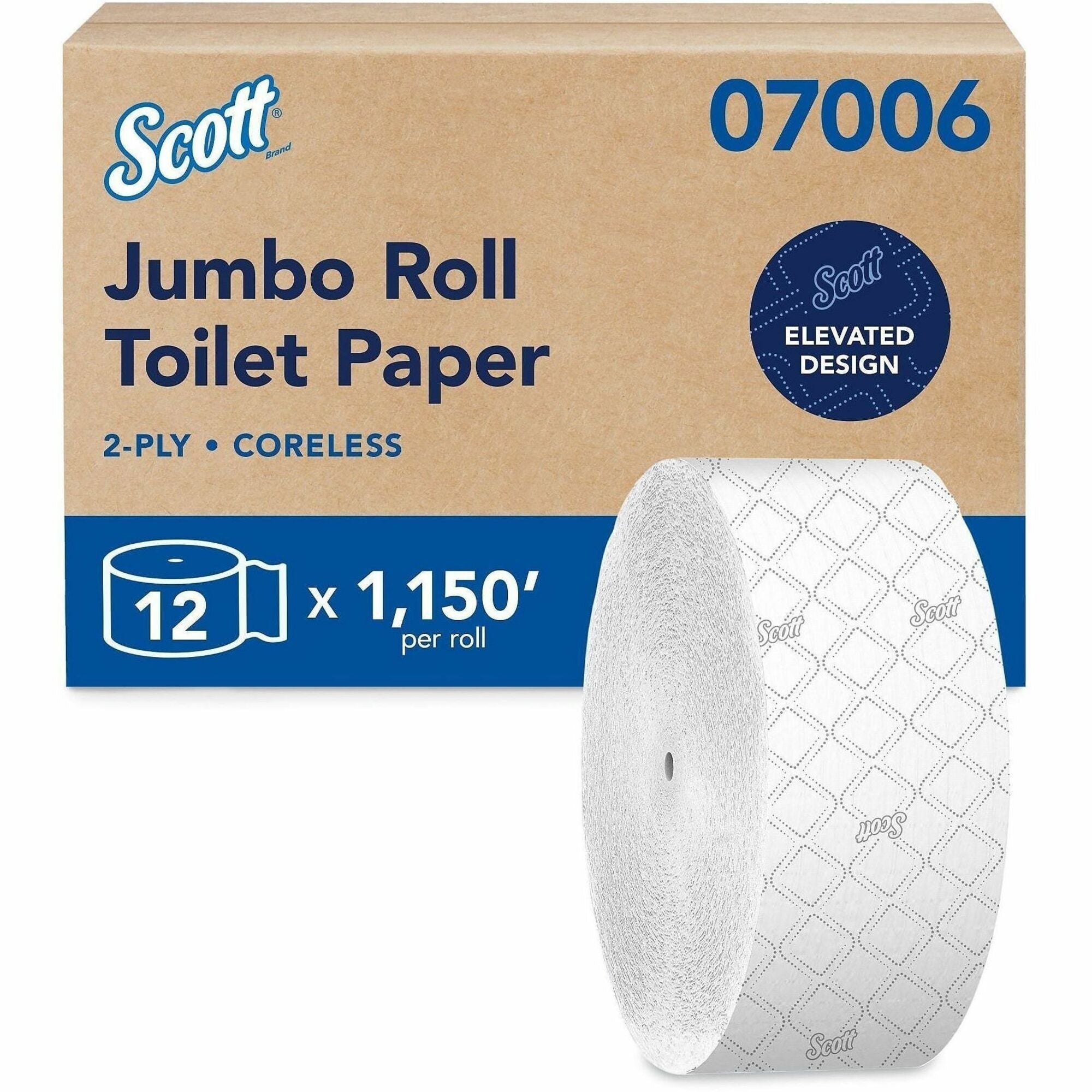 2 Ply - 3.78" Width x 1150 ft Length - White - Fiber - 12 / Carton
