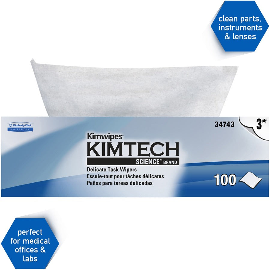 KIMTECH Delicate Task Wipers - Pop-Up Box - For Laboratory - Absorbent - White/ - 1 Box