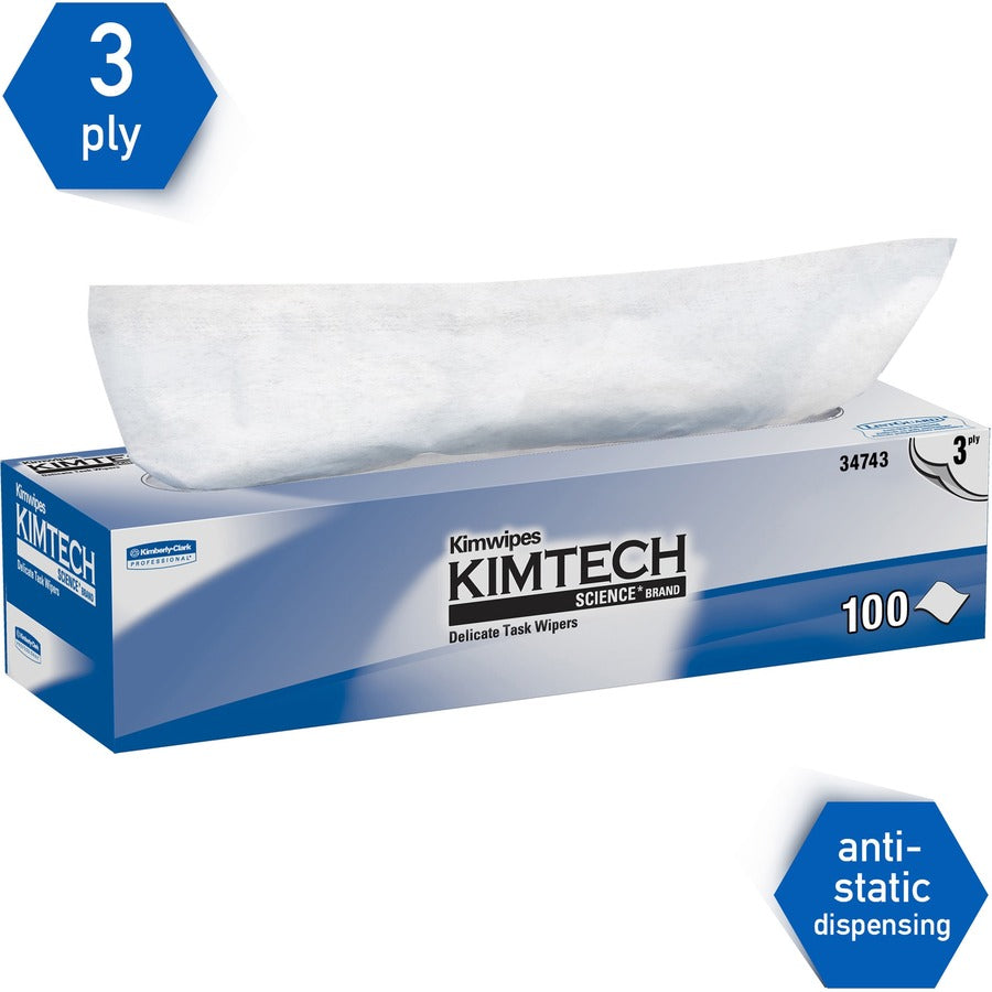 KIMTECH Delicate Task Wipers - Pop-Up Box - For Laboratory - Absorbent - White/ - 1 Box