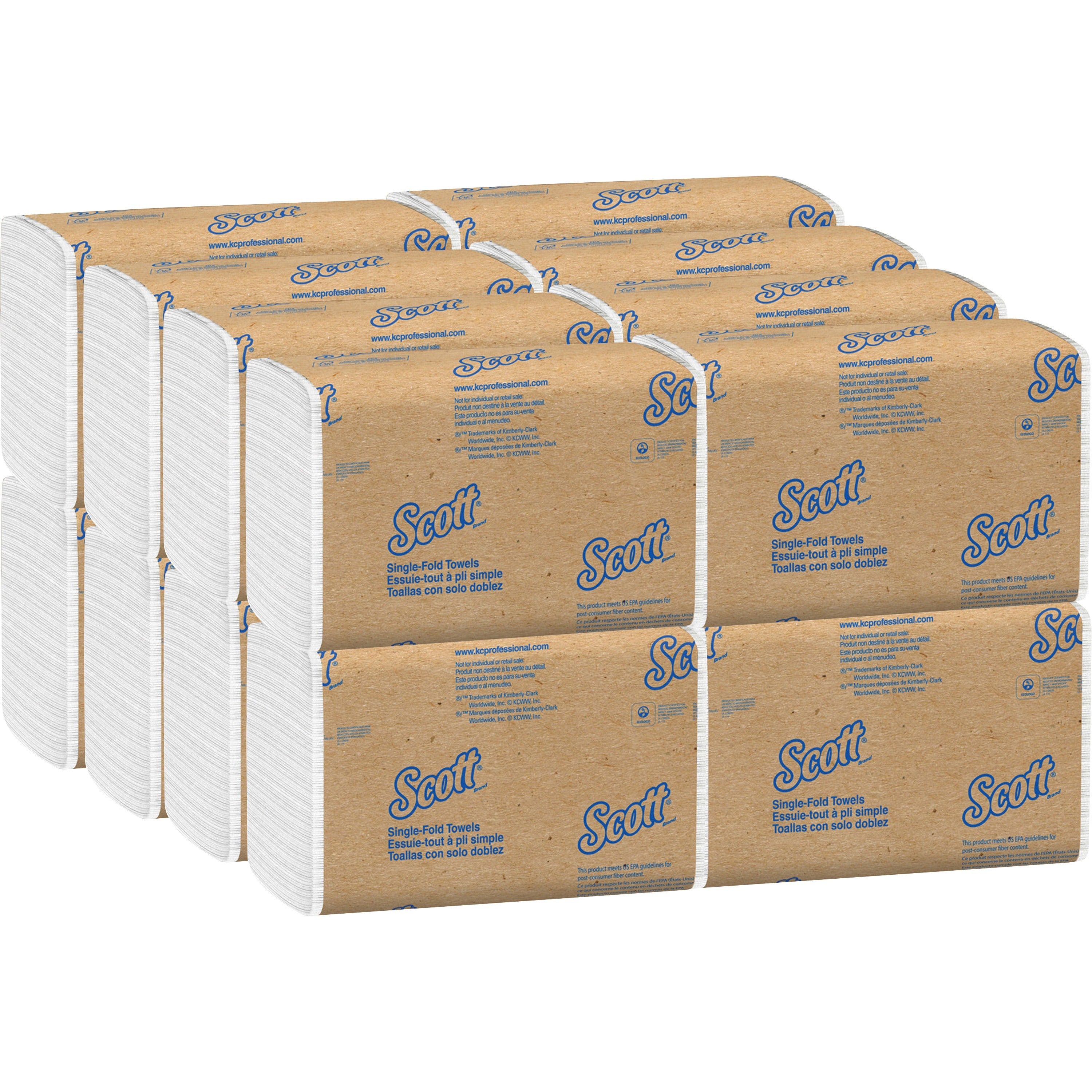 Single Fold - 9.30" Width x 10.50" Length - White - 250/Pack - 16 / Carton