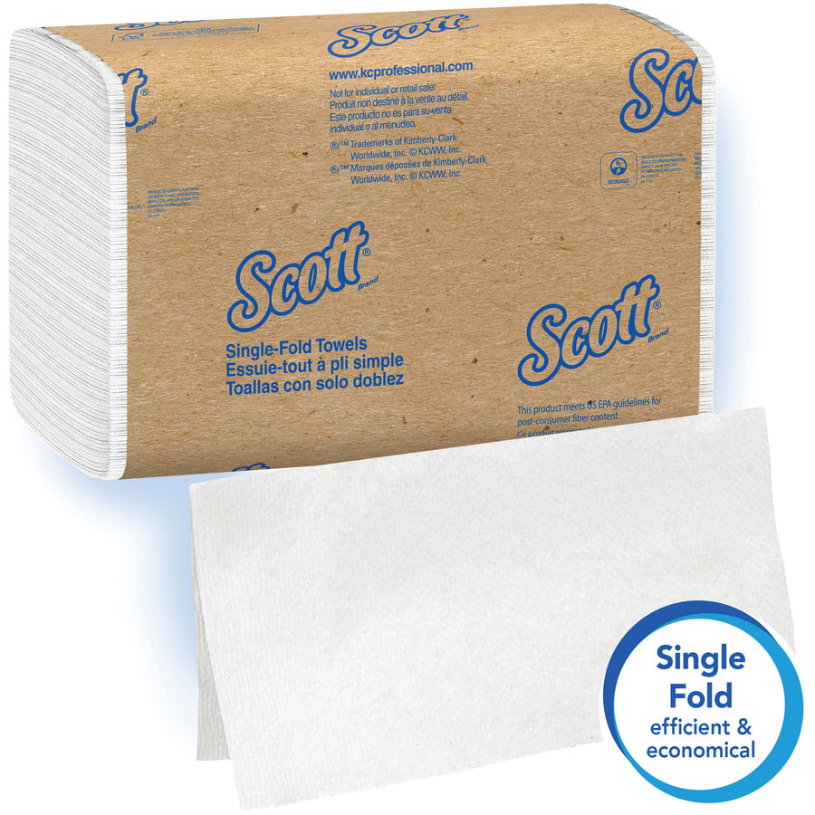 Single Fold - 9.30" Width x 10.50" Length - White - 250/Pack - 16 / Carton