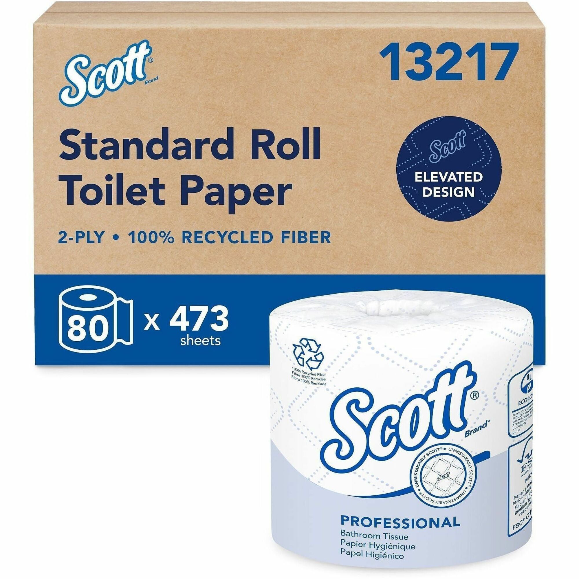 2 Ply - 473 Sheets/Roll - White - Fiber - 80 / Carton