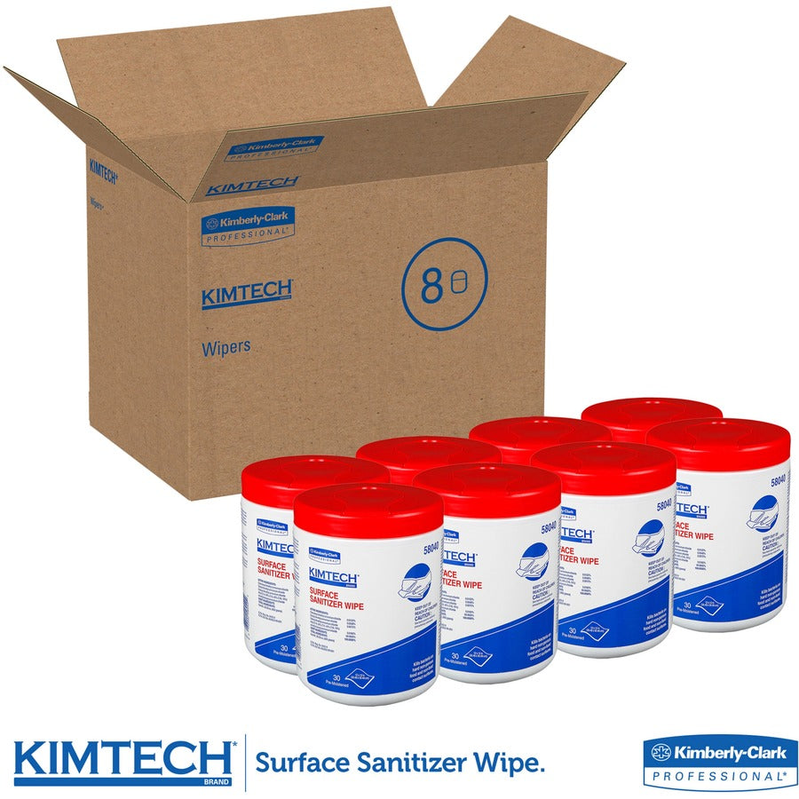 KIMTECH Prep Surface Sanitizer Wipes - For Hard Surface, Nonporous Surface, Rag - 12" Length x 12" Width - Recommended For: Germs Remover, Dirt Remover - Anti-bacterial, Pre-moistened - White - 30/Tub - 1 Each