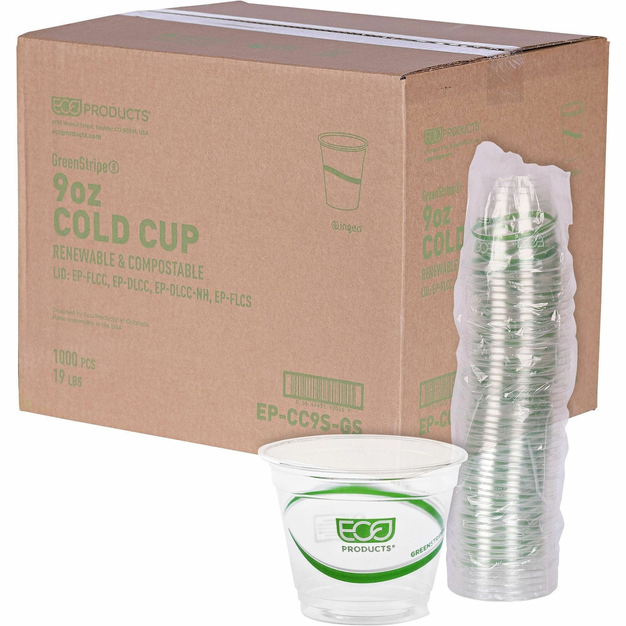9 fl oz - Clear - Polylactic Acid (PLA) - Cold Drink - 50/Pack - 20 / Carton