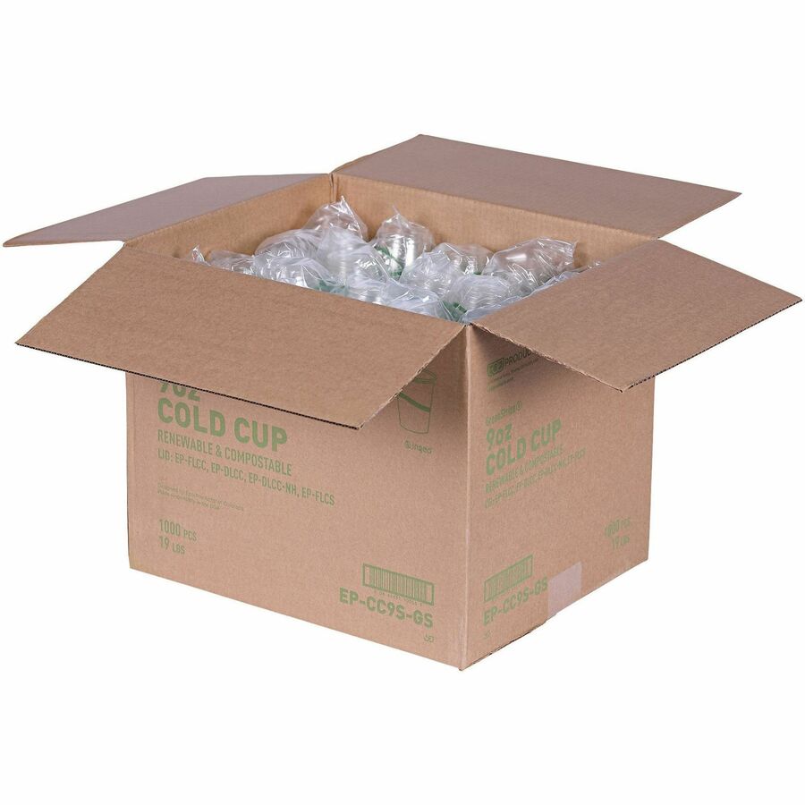 9 fl oz - Clear - Polylactic Acid (PLA) - Cold Drink - 50/Pack - 20 / Carton
