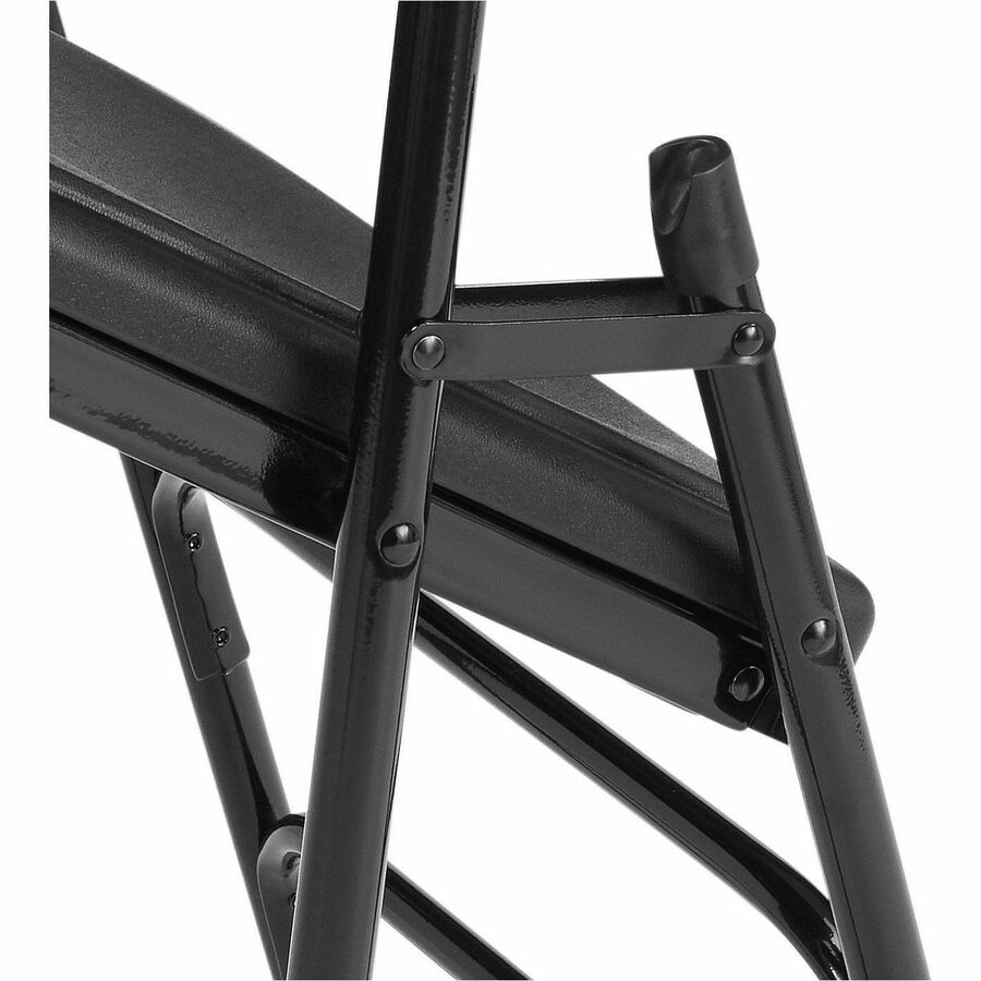 NPS® 1100 Series Deluxe Fan Back with Triple Brace Double Hinge Folding Chair, Pack of 4, Surface Color: Black, Frame Color: Black