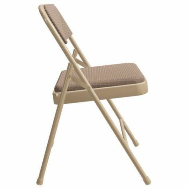 NPS® 2200 Series Deluxe Fabric Upholstered Double Hinge Premium Folding Chair, Pack of 4, Surface Color: Café Beige, Frame Color: Beige