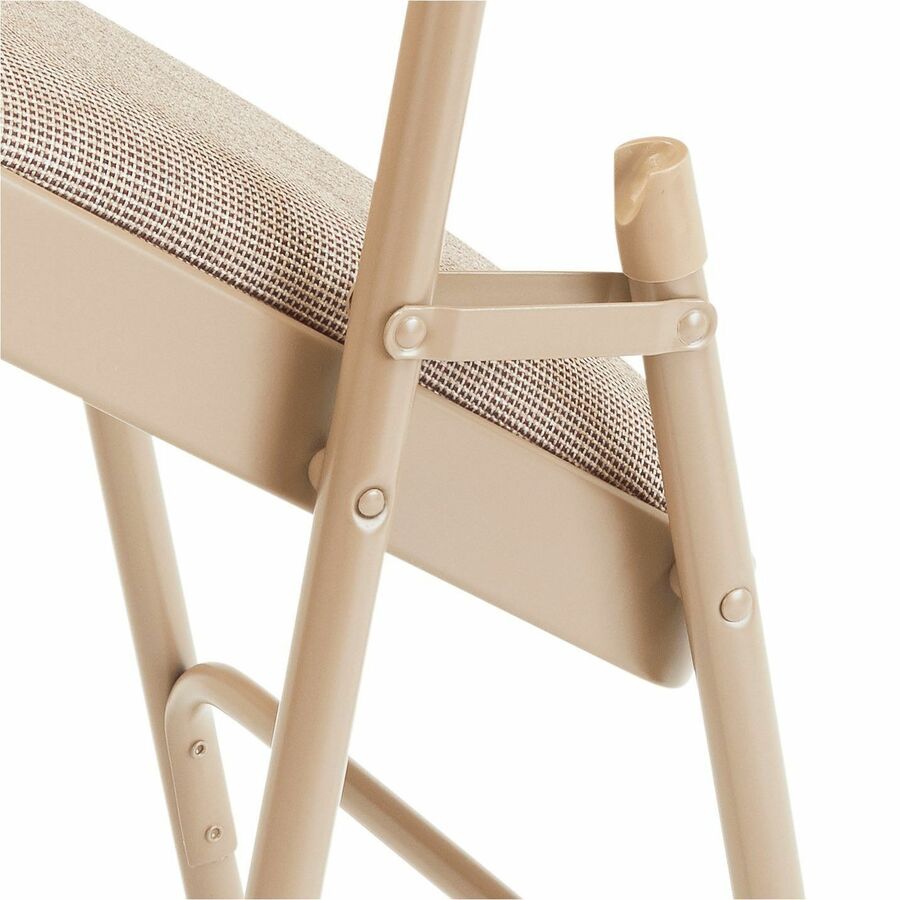 NPS® 2200 Series Deluxe Fabric Upholstered Double Hinge Premium Folding Chair, Pack of 4, Surface Color: Café Beige, Frame Color: Beige