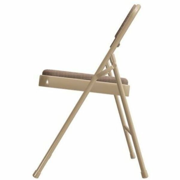 NPS® 2200 Series Deluxe Fabric Upholstered Double Hinge Premium Folding Chair, Pack of 4, Surface Color: Café Beige, Frame Color: Beige