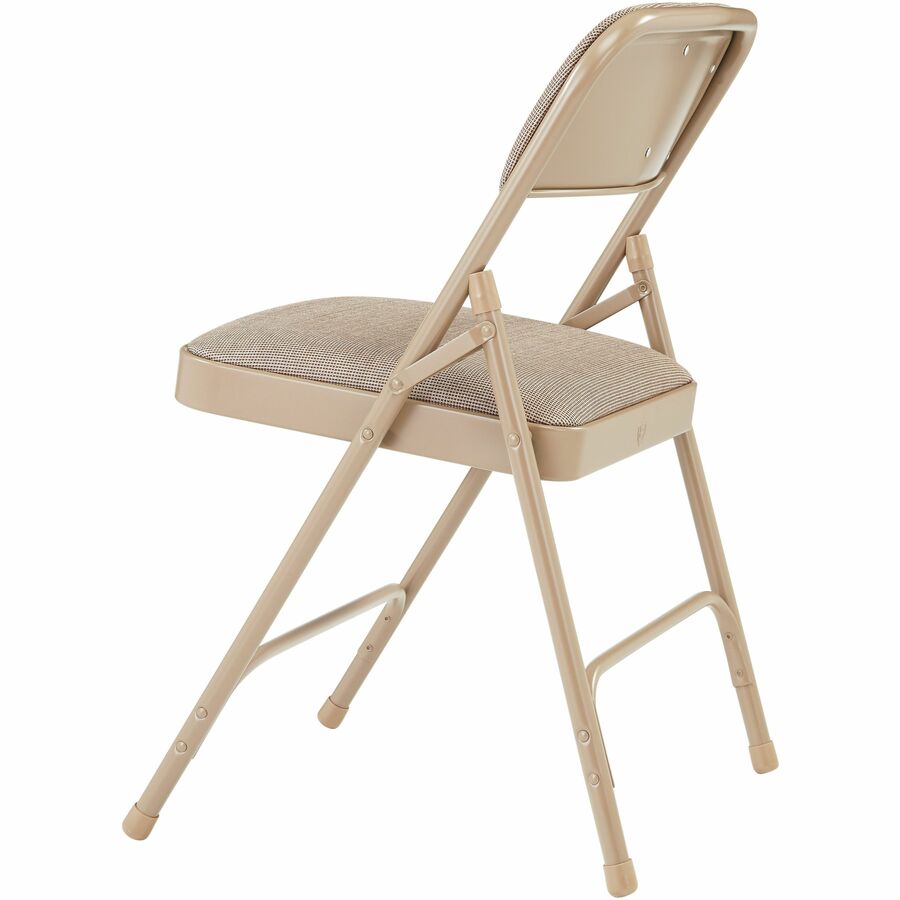 NPS® 2200 Series Deluxe Fabric Upholstered Double Hinge Premium Folding Chair, Pack of 4, Surface Color: Café Beige, Frame Color: Beige