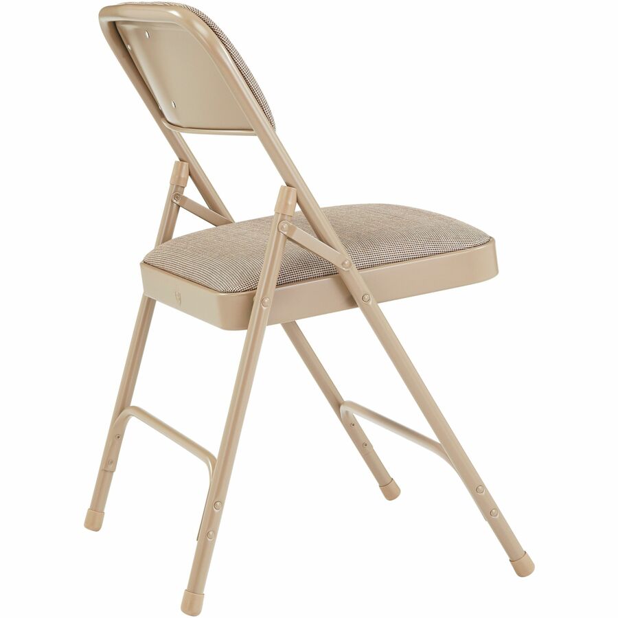 NPS® 2200 Series Deluxe Fabric Upholstered Double Hinge Premium Folding Chair, Pack of 4, Surface Color: Café Beige, Frame Color: Beige