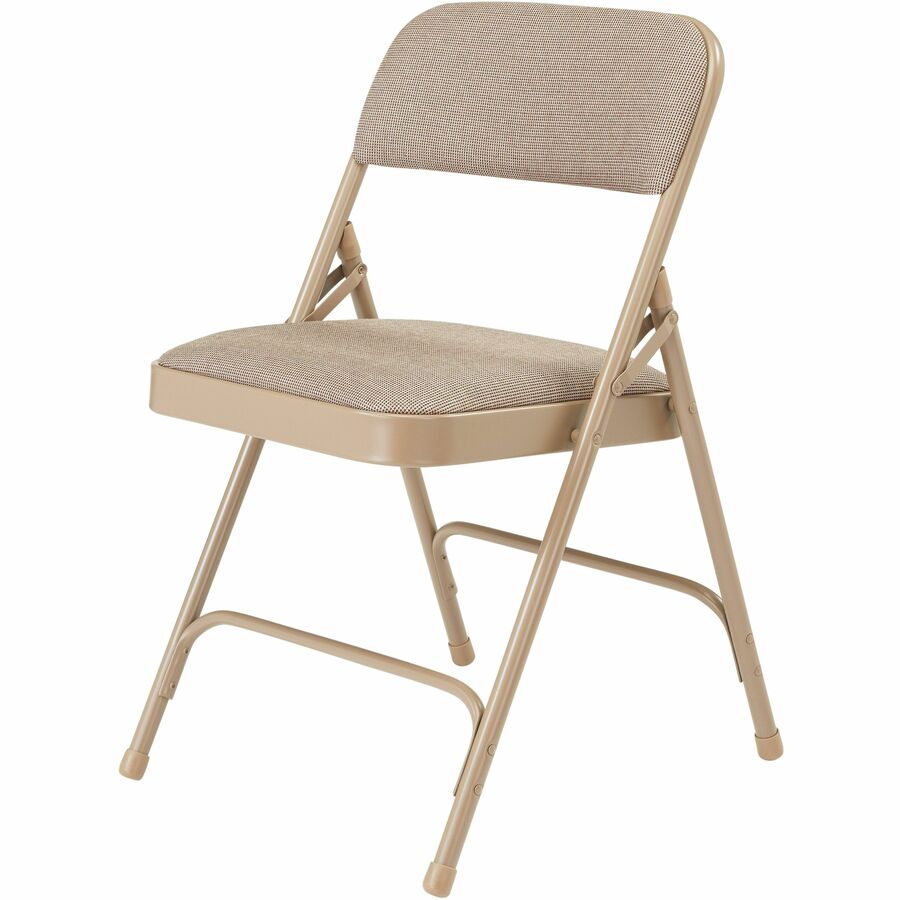 NPS® 2200 Series Deluxe Fabric Upholstered Double Hinge Premium Folding Chair, Pack of 4, Surface Color: Café Beige, Frame Color: Beige