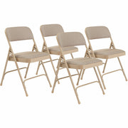 NPS® 2200 Series Deluxe Fabric Upholstered Double Hinge Premium Folding Chair, Pack of 4, Surface Color: Café Beige, Frame Color: Beige