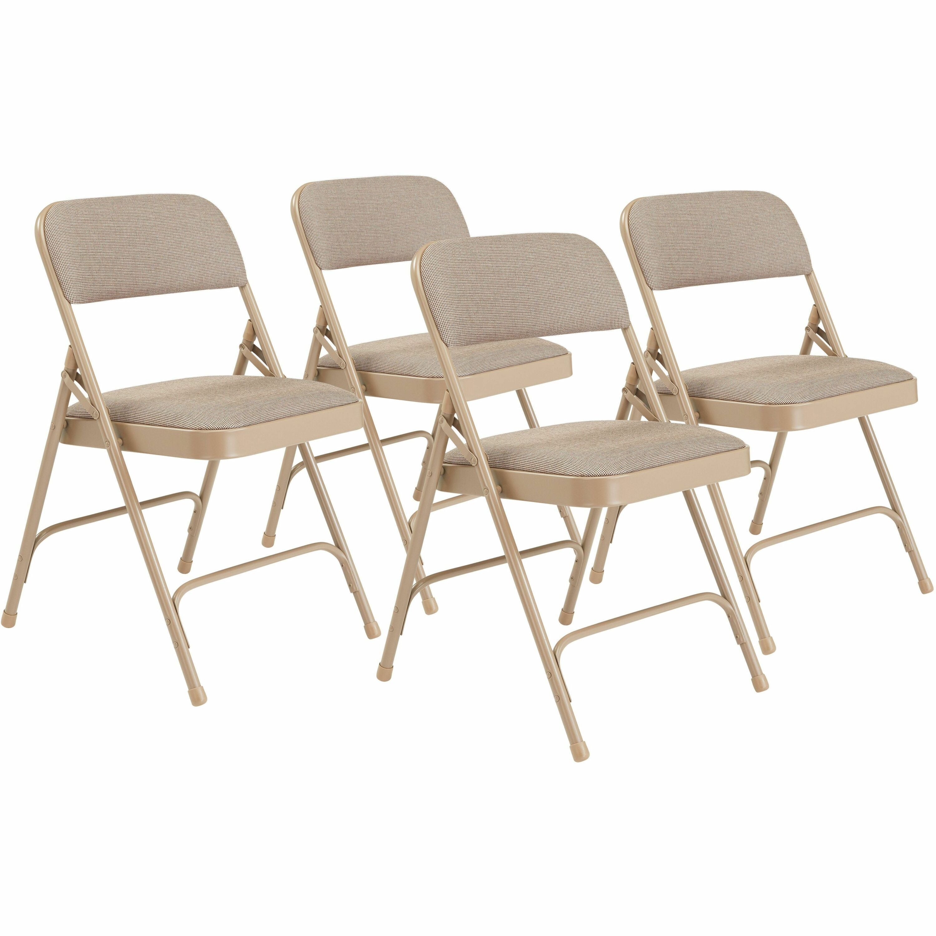 NPS® 2200 Series Deluxe Fabric Upholstered Double Hinge Premium Folding Chair, Pack of 4, Surface Color: Café Beige, Frame Color: Beige