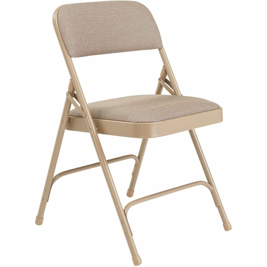 NPS® 2200 Series Deluxe Fabric Upholstered Double Hinge Premium Folding Chair, Pack of 4, Surface Color: Café Beige, Frame Color: Beige