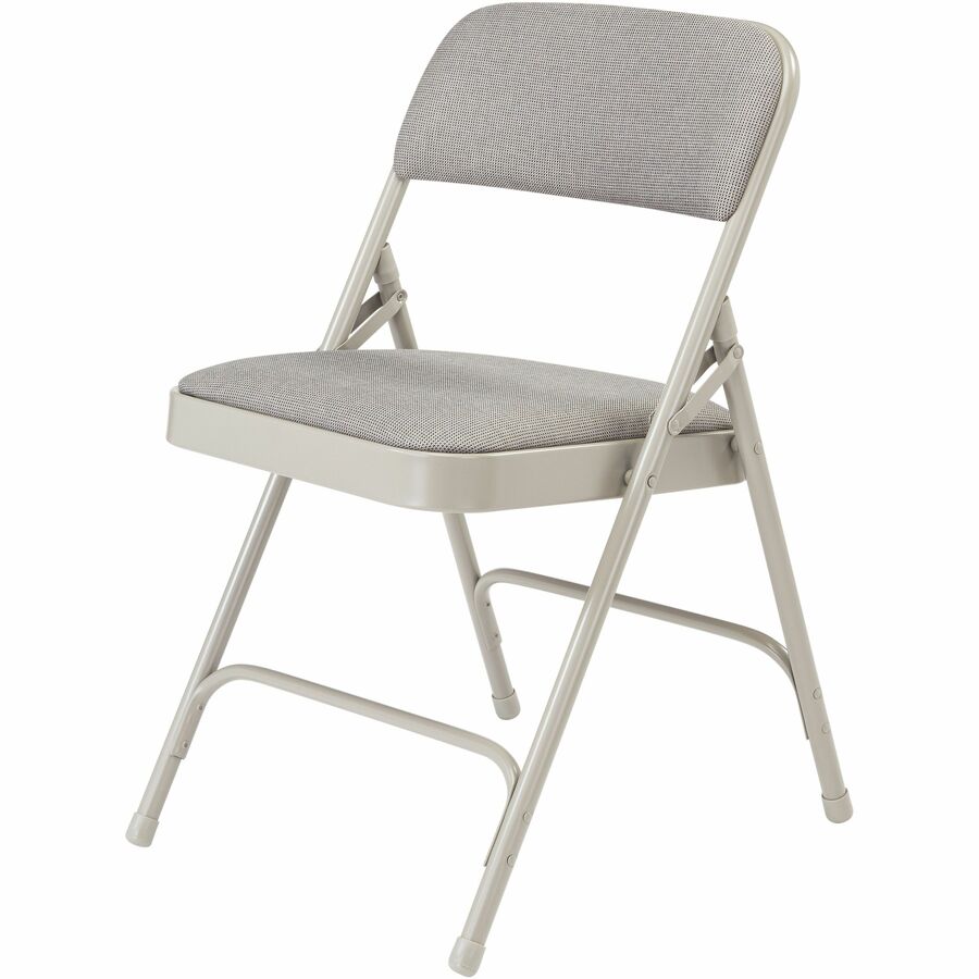 NPS® 2200 Series Deluxe Fabric Upholstered Double Hinge Premium Folding Chair, Pack of 4, Surface Color: Greystone, Frame Color: Grey