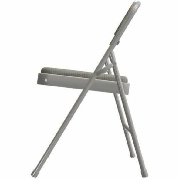 NPS® 2200 Series Deluxe Fabric Upholstered Double Hinge Premium Folding Chair, Pack of 4, Surface Color: Greystone, Frame Color: Grey
