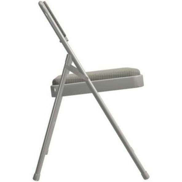 NPS® 2200 Series Deluxe Fabric Upholstered Double Hinge Premium Folding Chair, Pack of 4, Surface Color: Greystone, Frame Color: Grey