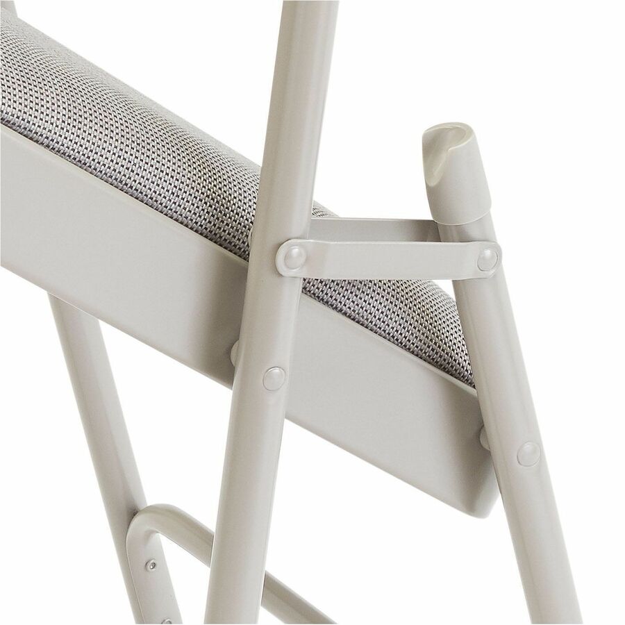 NPS® 2200 Series Deluxe Fabric Upholstered Double Hinge Premium Folding Chair, Pack of 4, Surface Color: Greystone, Frame Color: Grey