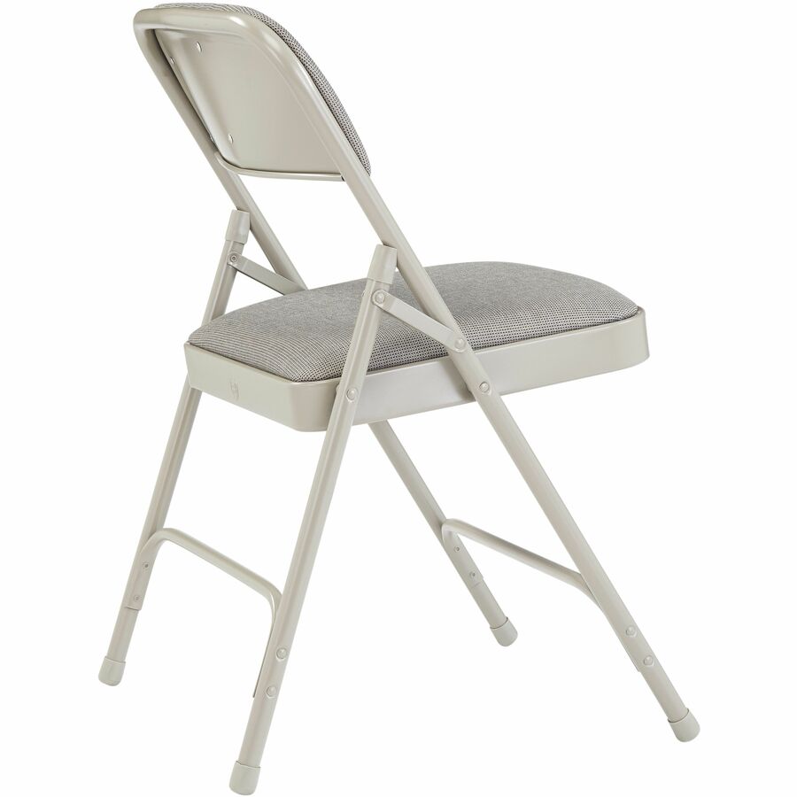 NPS® 2200 Series Deluxe Fabric Upholstered Double Hinge Premium Folding Chair, Pack of 4, Surface Color: Greystone, Frame Color: Grey