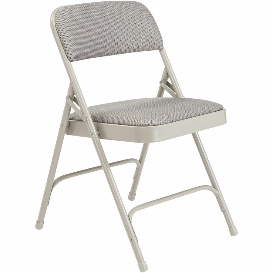 NPS® 2200 Series Deluxe Fabric Upholstered Double Hinge Premium Folding Chair, Pack of 4, Surface Color: Greystone, Frame Color: Grey