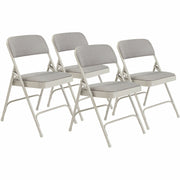 NPS® 2200 Series Deluxe Fabric Upholstered Double Hinge Premium Folding Chair, Pack of 4, Surface Color: Greystone, Frame Color: Grey