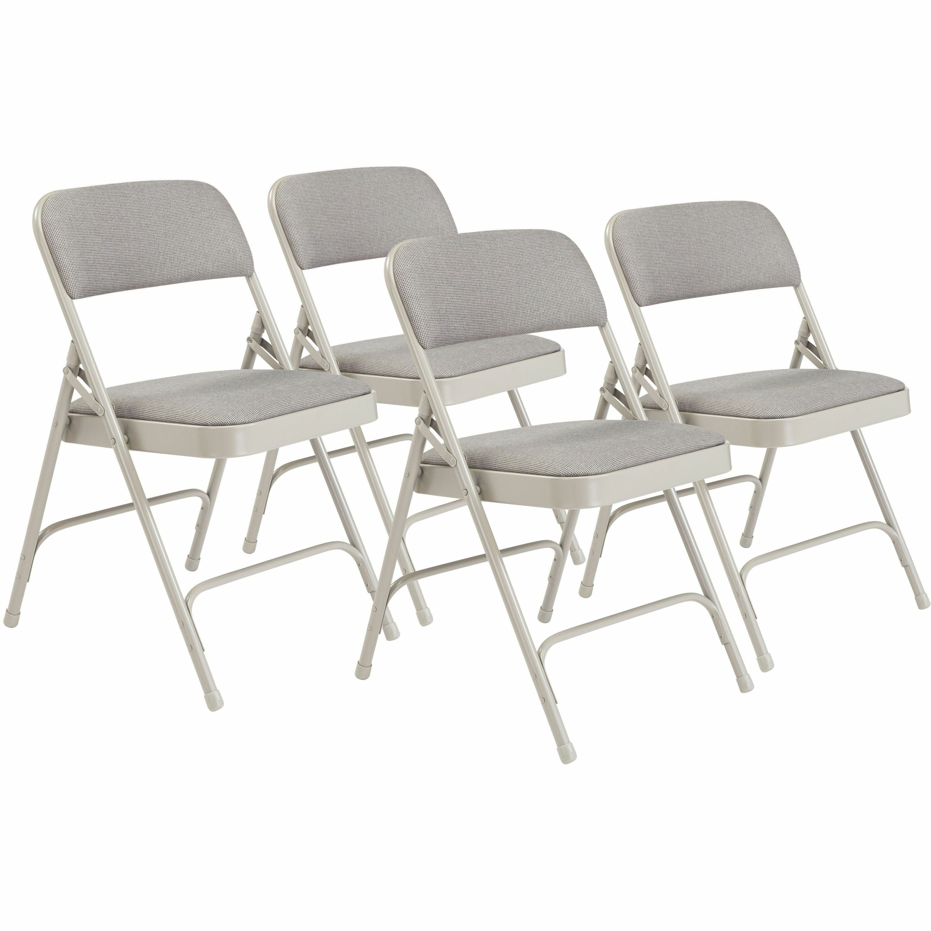 NPS® 2200 Series Deluxe Fabric Upholstered Double Hinge Premium Folding Chair, Pack of 4, Surface Color: Greystone, Frame Color: Grey