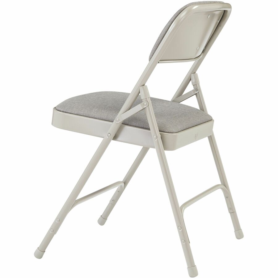 NPS® 2200 Series Deluxe Fabric Upholstered Double Hinge Premium Folding Chair, Pack of 4, Surface Color: Greystone, Frame Color: Grey