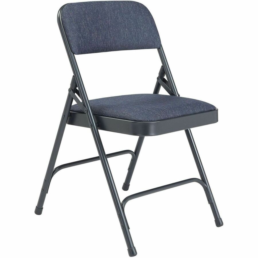 NPS® 2200 Series Deluxe Fabric Upholstered Double Hinge Premium Folding Chair, Pack of 4, Surface Color: Imperial Blue, Frame Color: Char-Blue