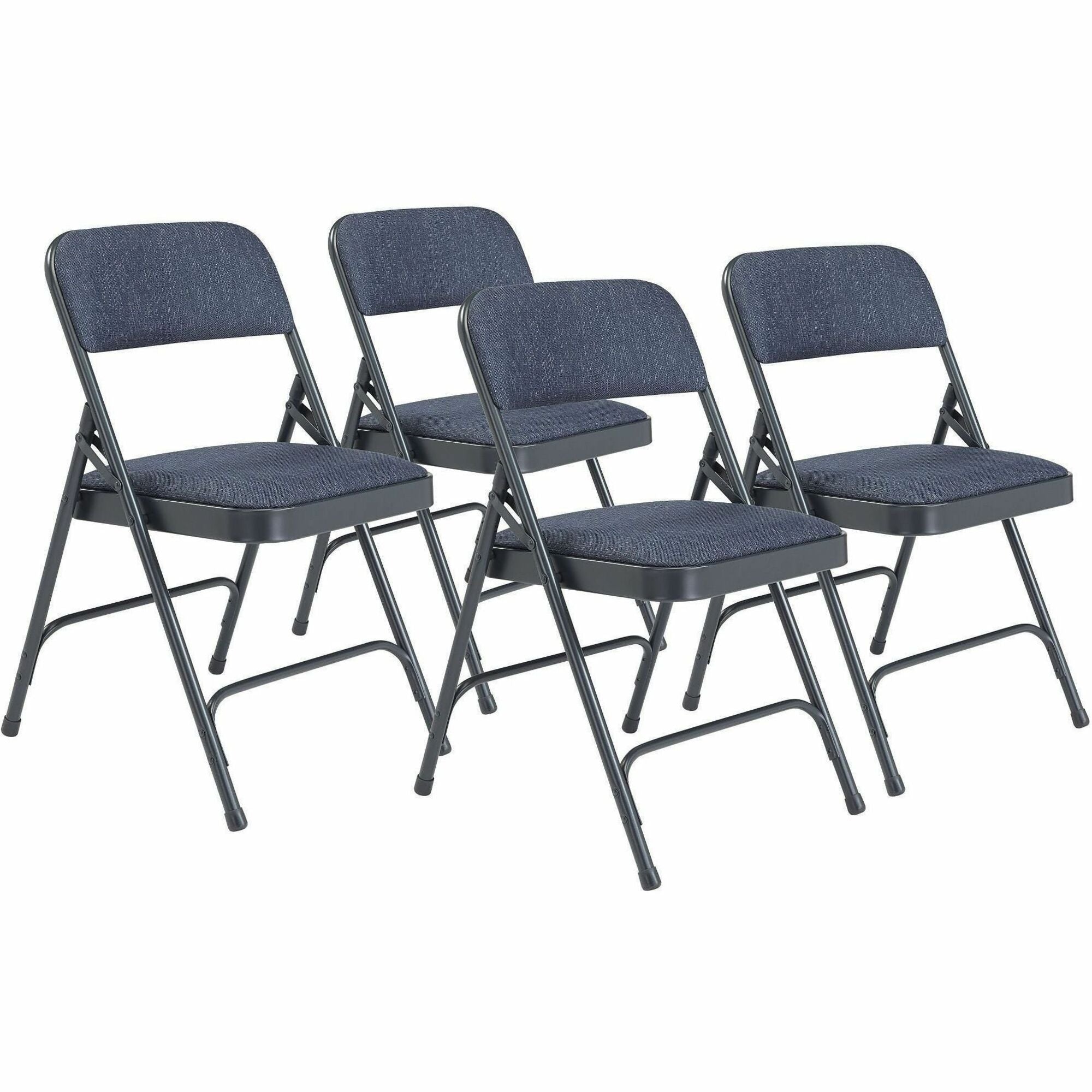 NPS® 2200 Series Deluxe Fabric Upholstered Double Hinge Premium Folding Chair, Pack of 4, Surface Color: Imperial Blue, Frame Color: Char-Blue