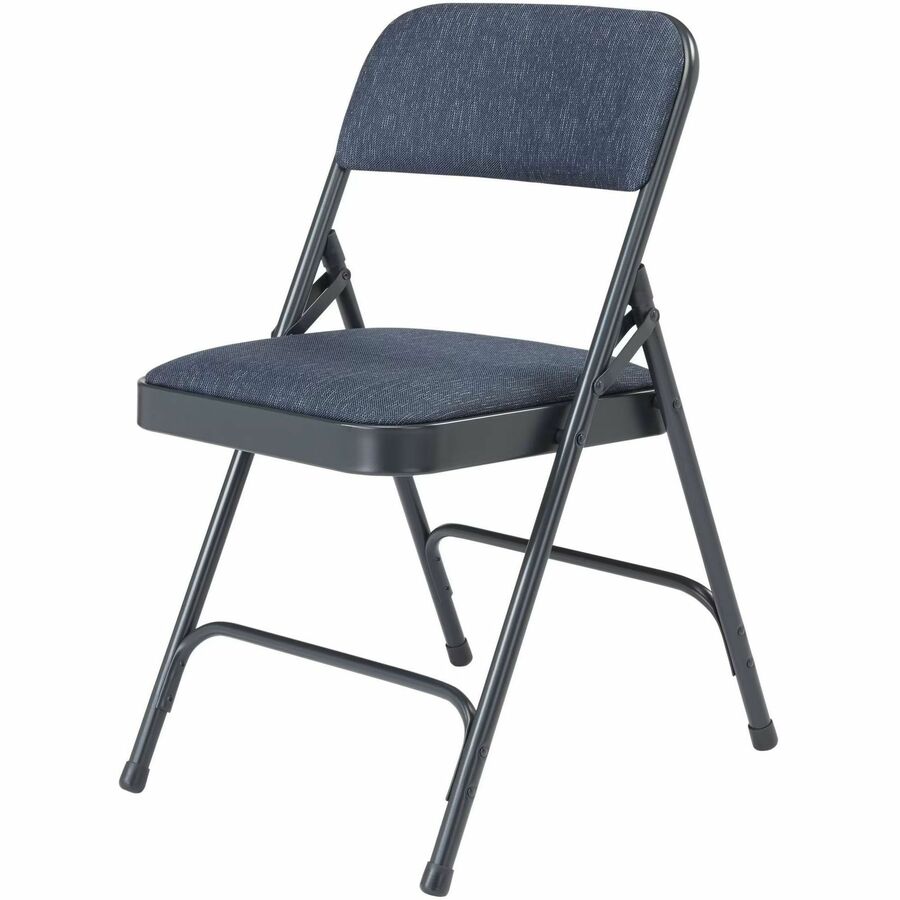 NPS® 2200 Series Deluxe Fabric Upholstered Double Hinge Premium Folding Chair, Pack of 4, Surface Color: Imperial Blue, Frame Color: Char-Blue