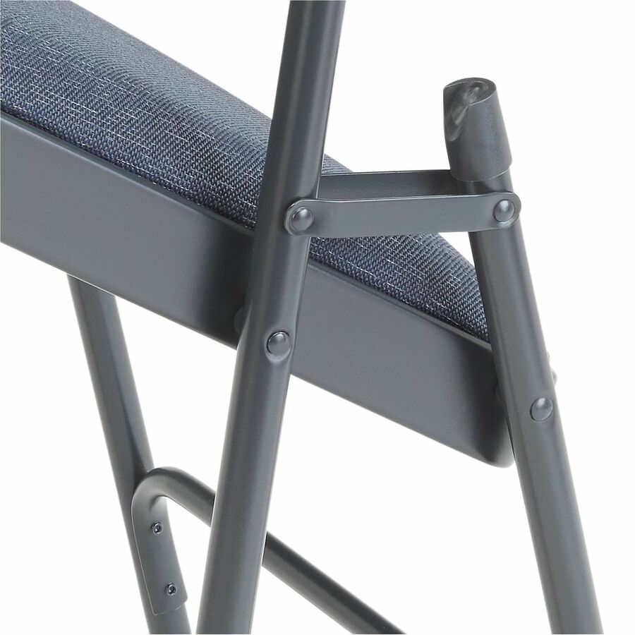 NPS® 2200 Series Deluxe Fabric Upholstered Double Hinge Premium Folding Chair, Pack of 4, Surface Color: Imperial Blue, Frame Color: Char-Blue