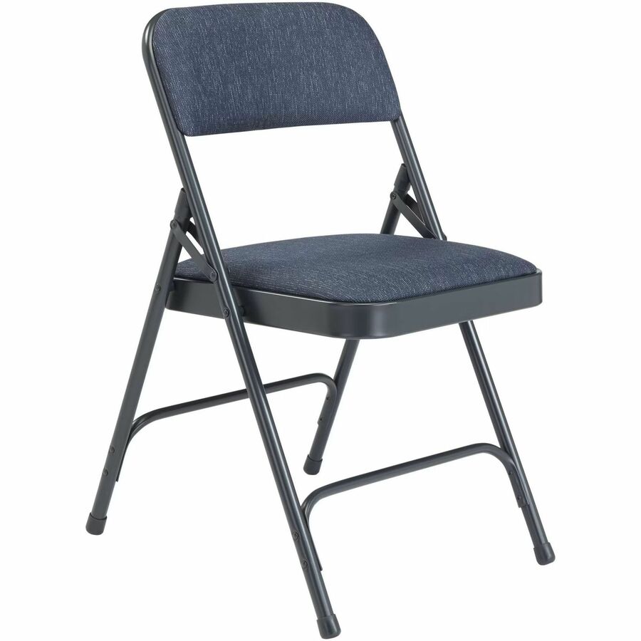 NPS® 2200 Series Deluxe Fabric Upholstered Double Hinge Premium Folding Chair, Pack of 4, Surface Color: Imperial Blue, Frame Color: Char-Blue