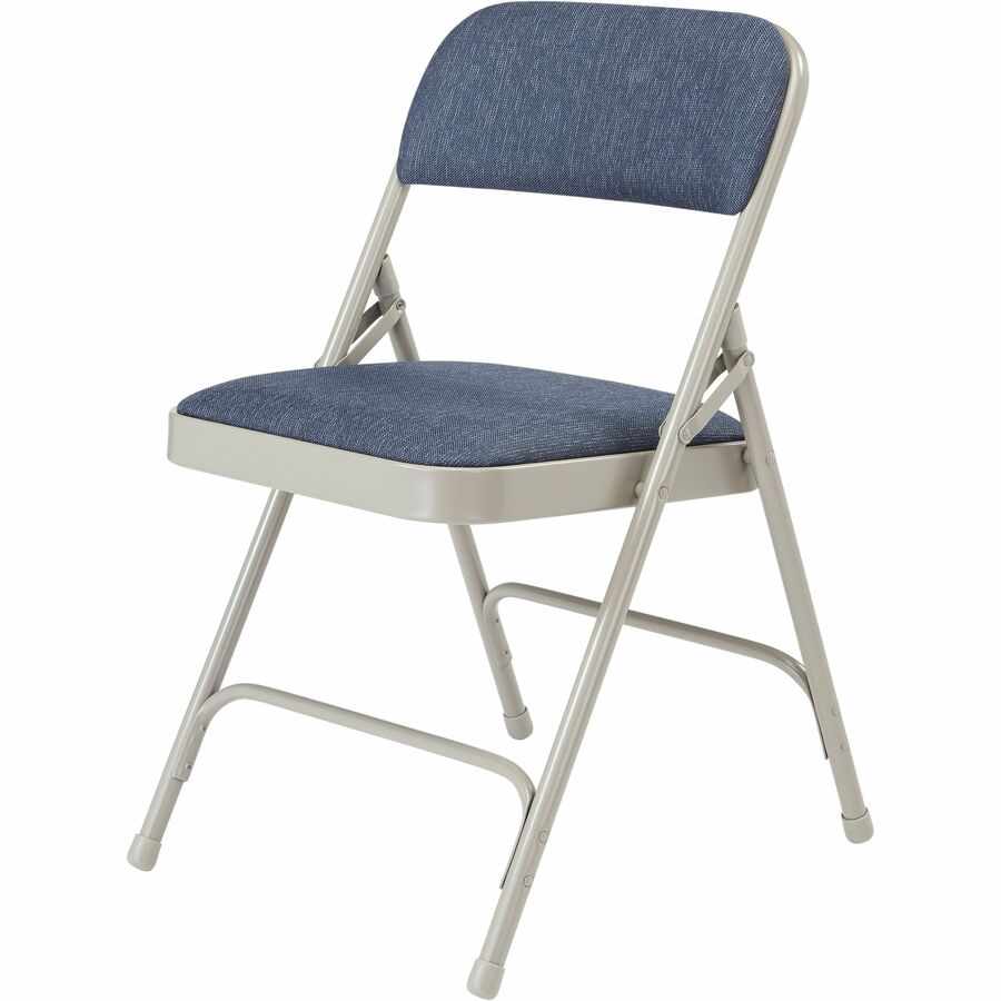 NPS® 2200 Series Deluxe Fabric Upholstered Double Hinge Premium Folding Chair, Pack of 4, Surface Color: Imperial Blue, Frame Color: Grey